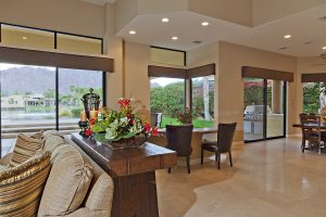 Great room to bar to outdoor living spaces on the lake at PGA West.